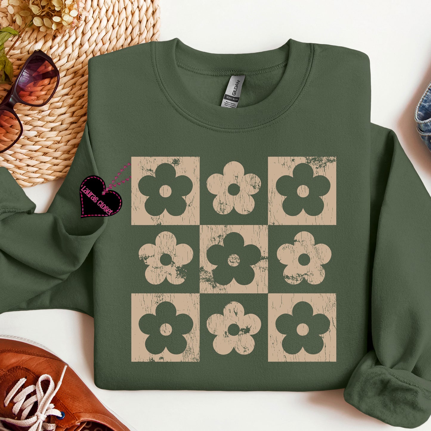 Checkered Boho Flowers