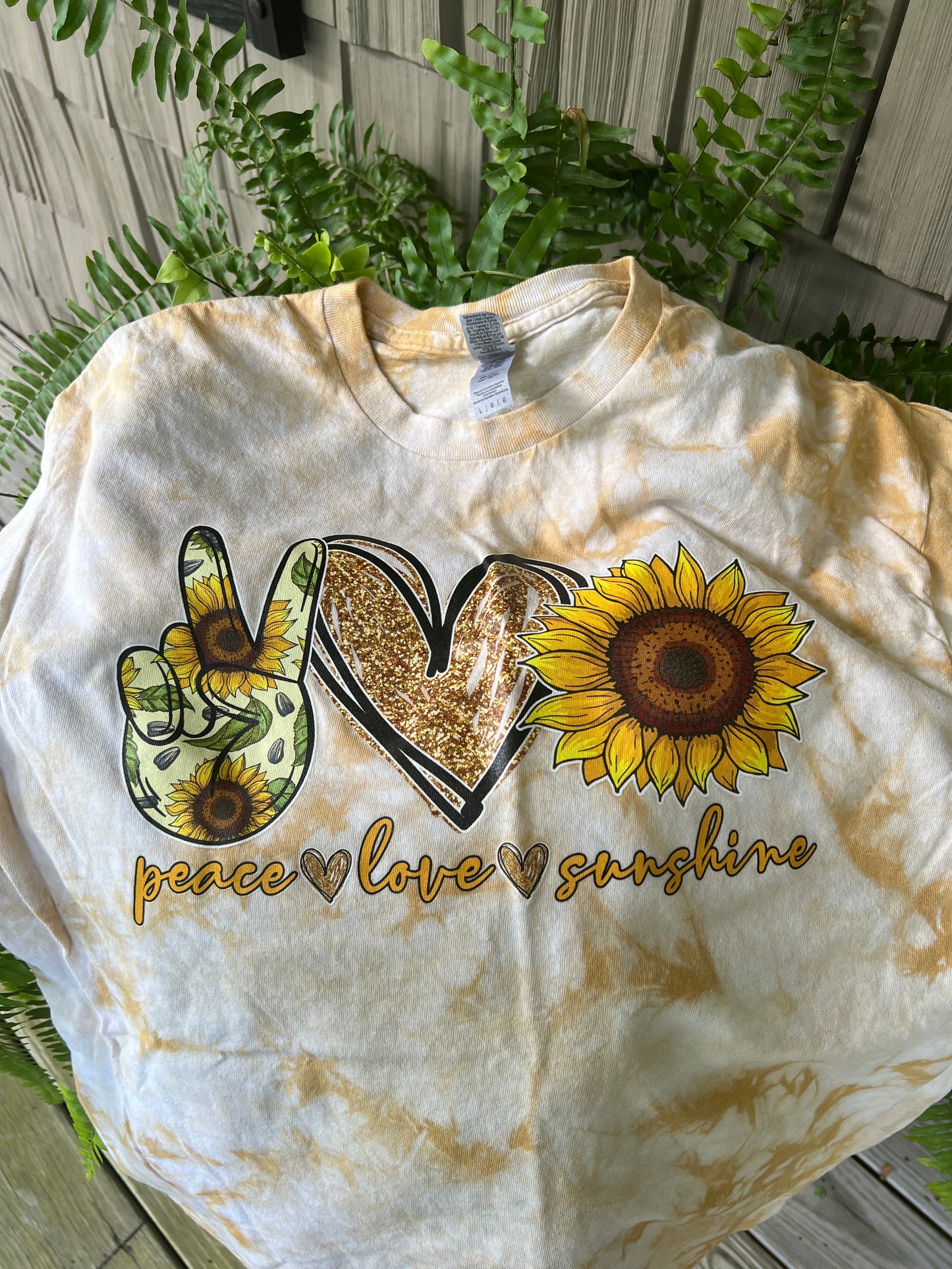 Honey Tie dye- Peace Love Sunshine ~ L~ READY TO SHIP