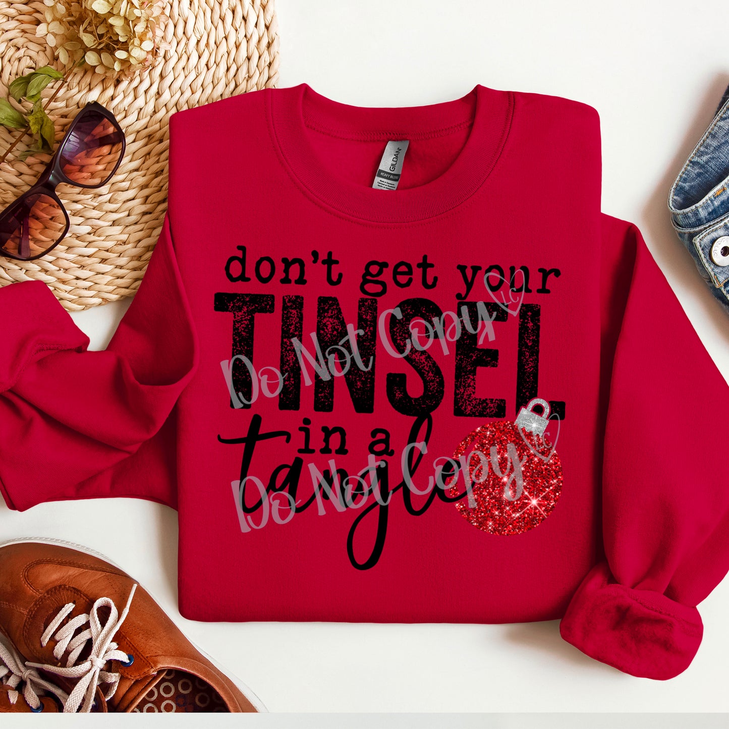 Tinsel in a tangle - Red