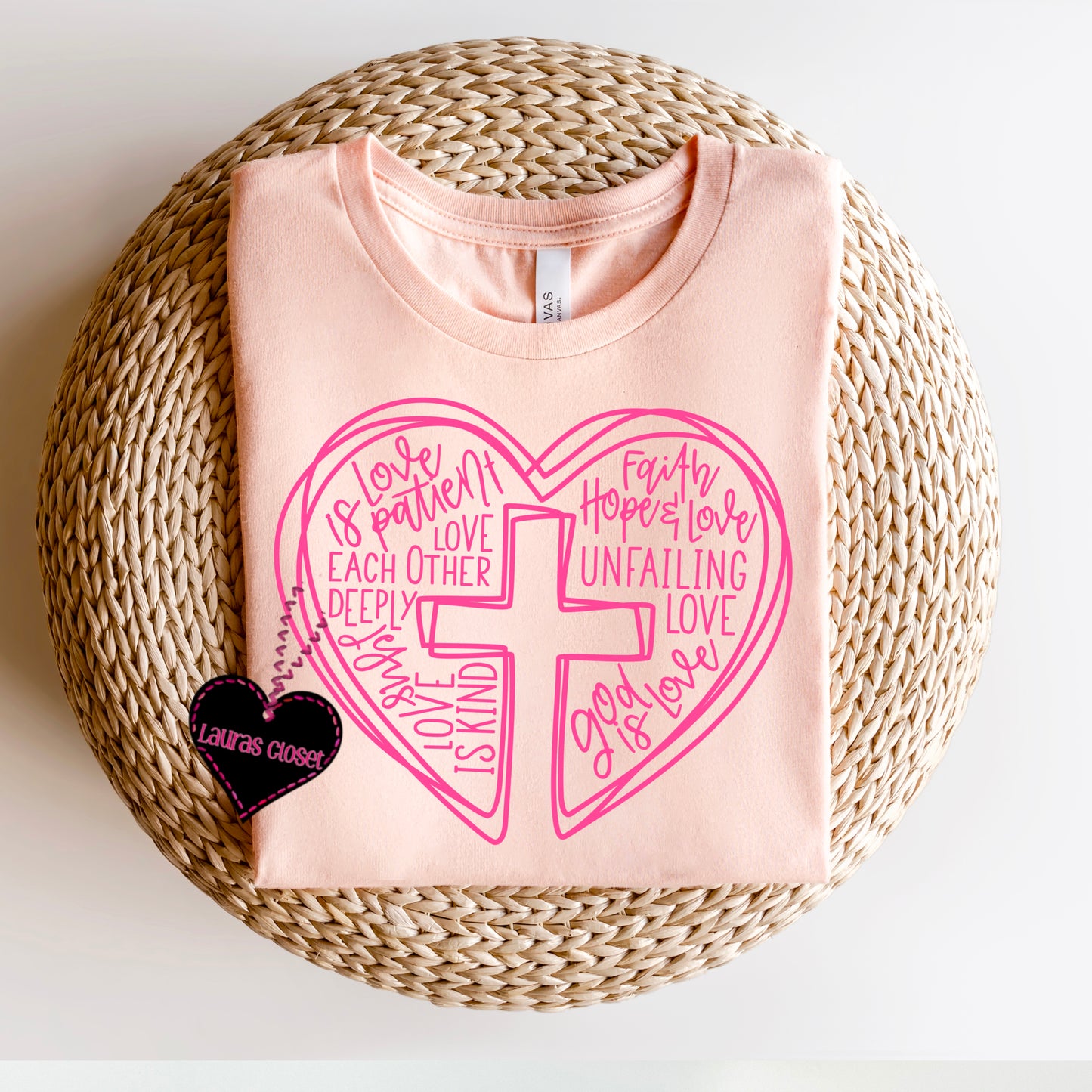 Cross and Heart- pink