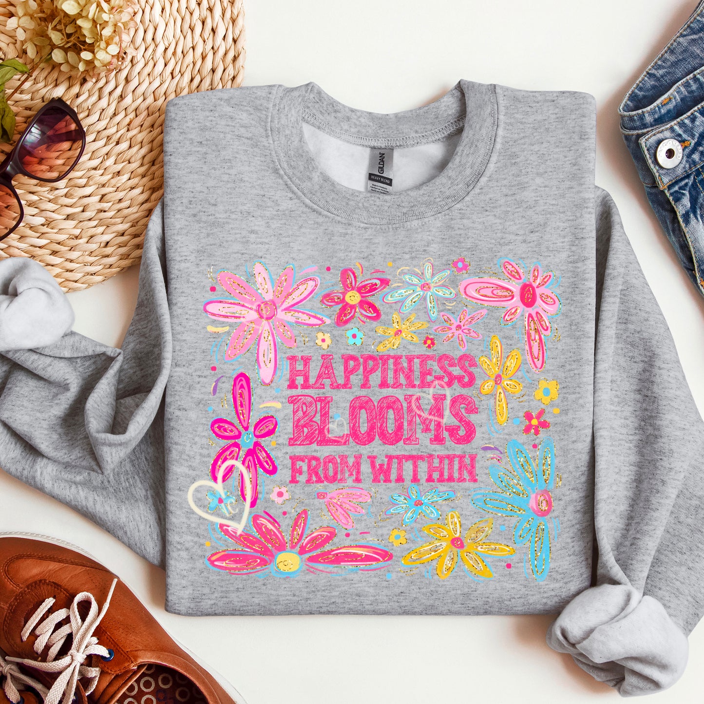 Happiness Blooms From Within ~ Pink Writing
