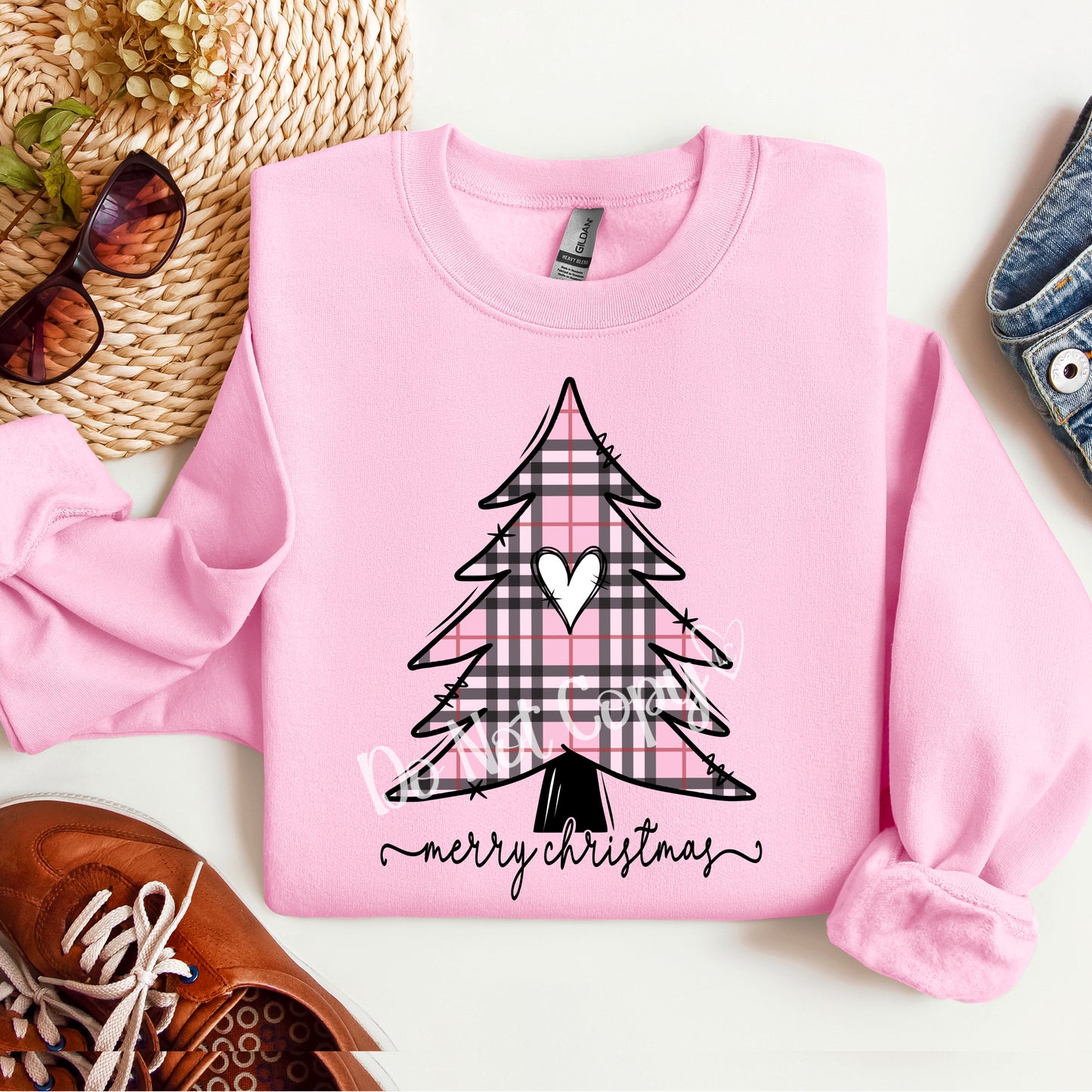 Pink Plaid Merry Christmas tree