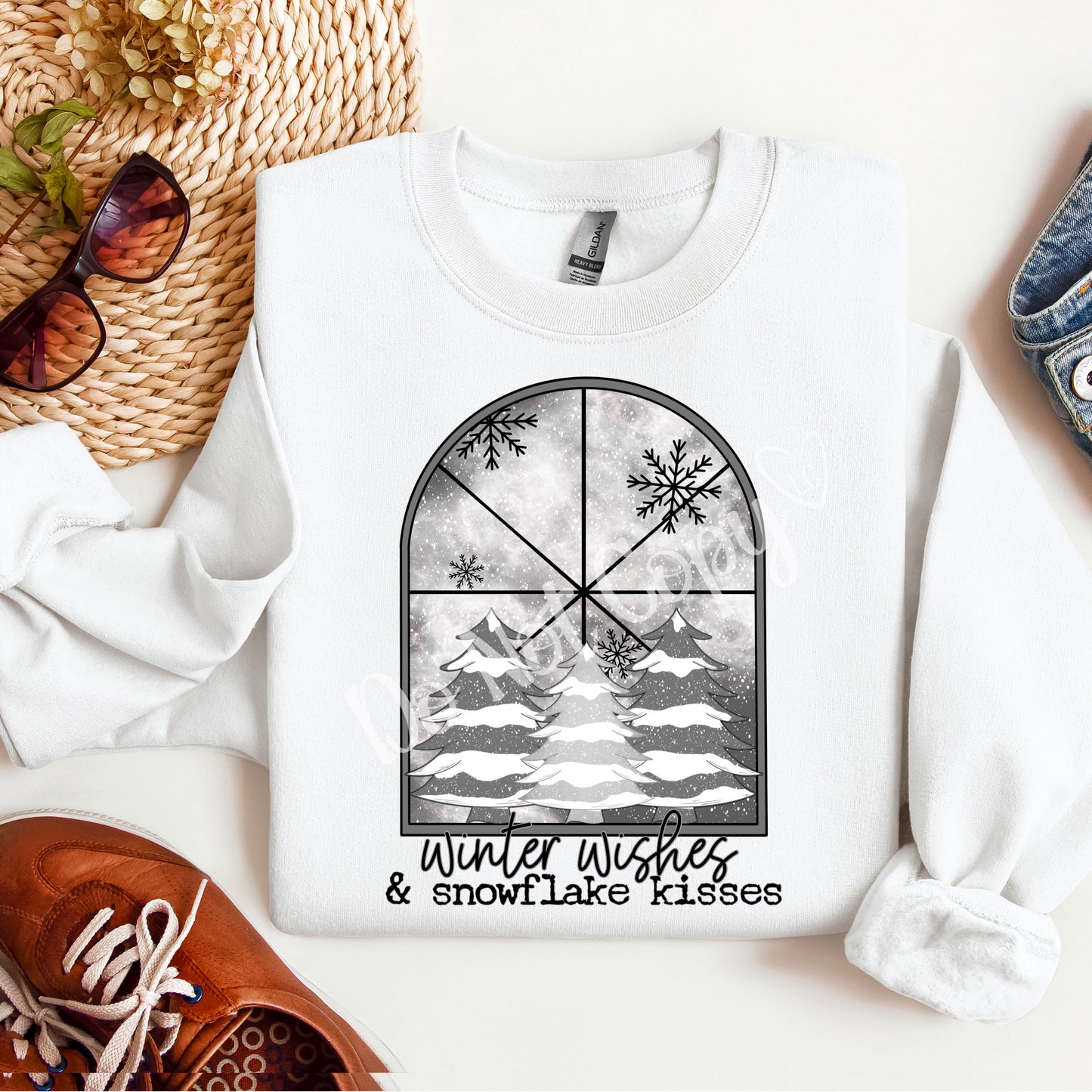 Winter wishes snowflake kisses