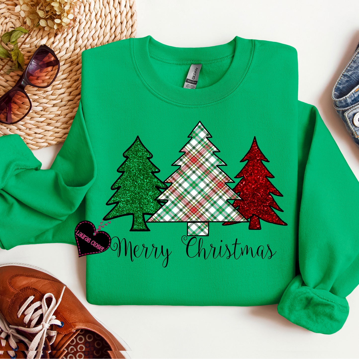 Plaid Merry Christmas trees