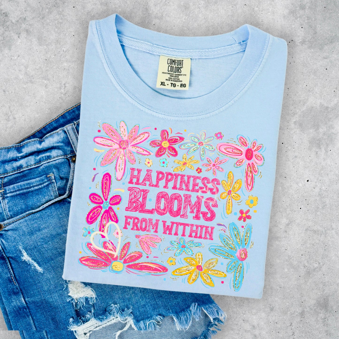 Happiness Blooms From Within ~ Pink Writing