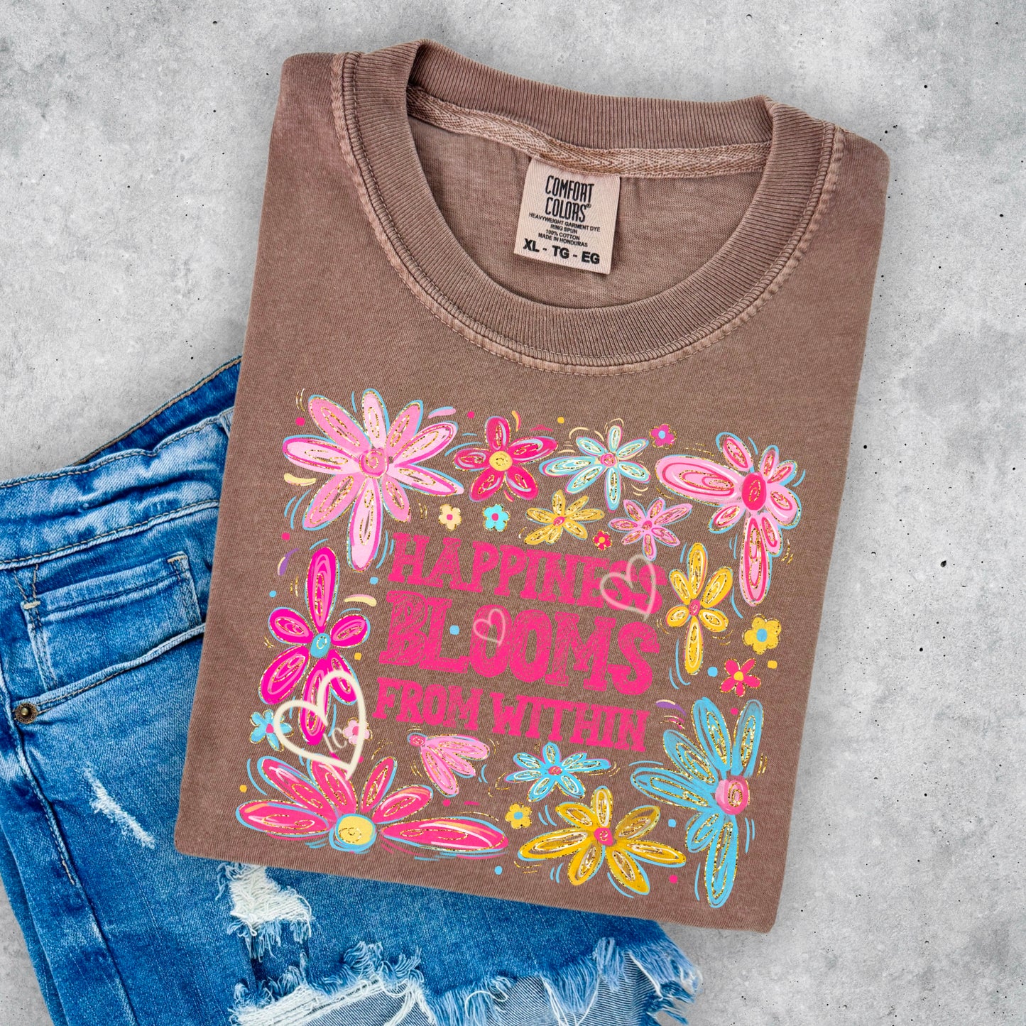 Happiness Blooms From Within ~ Pink Writing