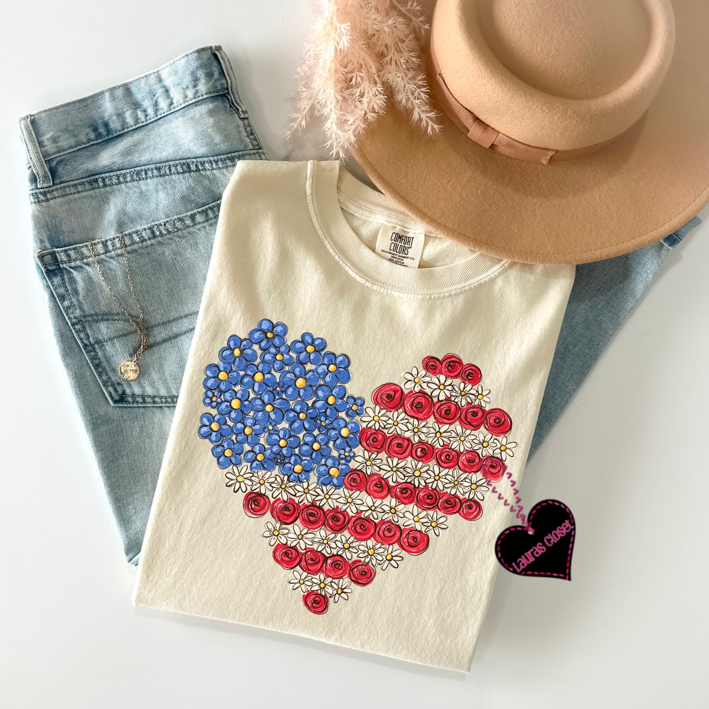 Patriotic Daisy Heart