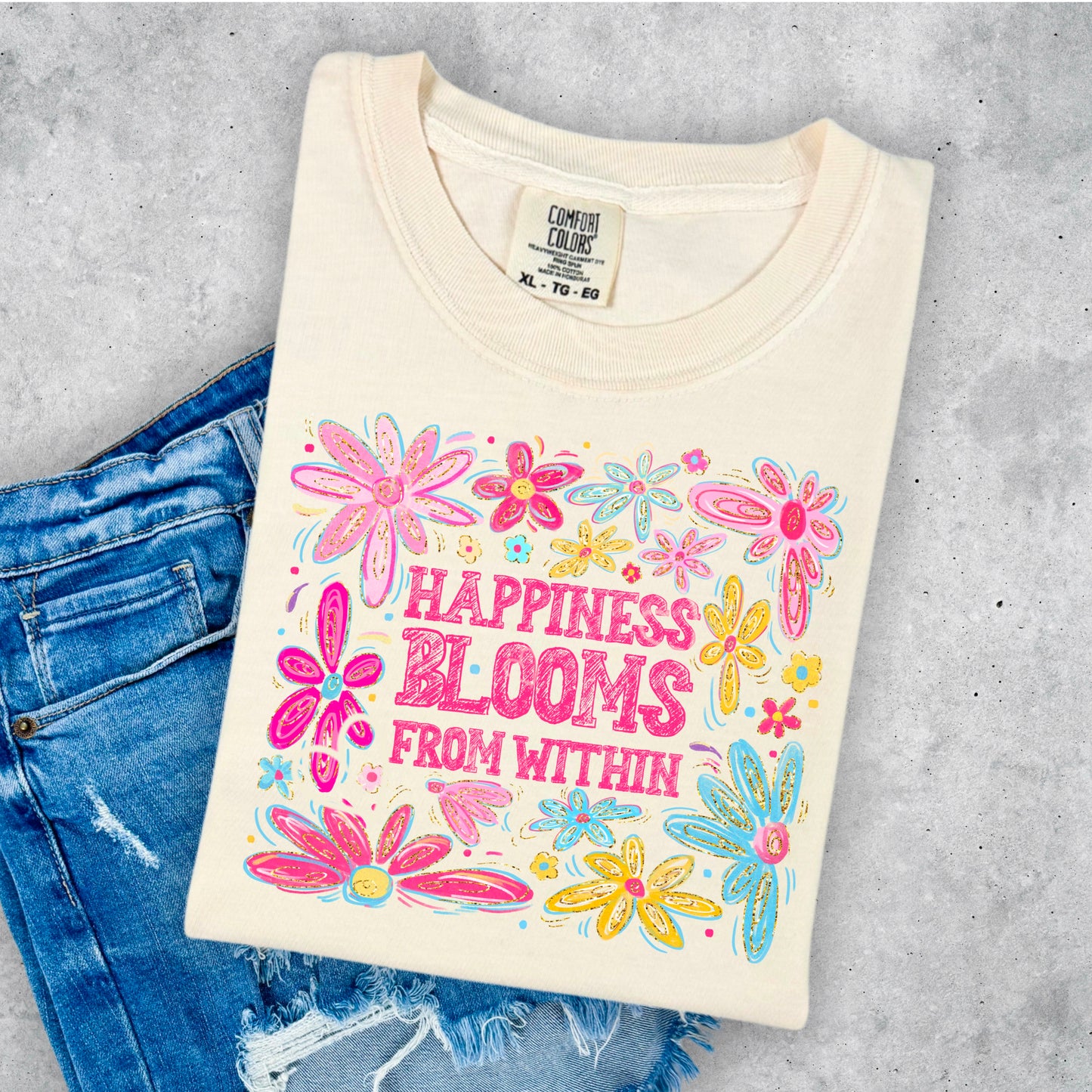 Happiness Blooms From Within ~ Pink Writing