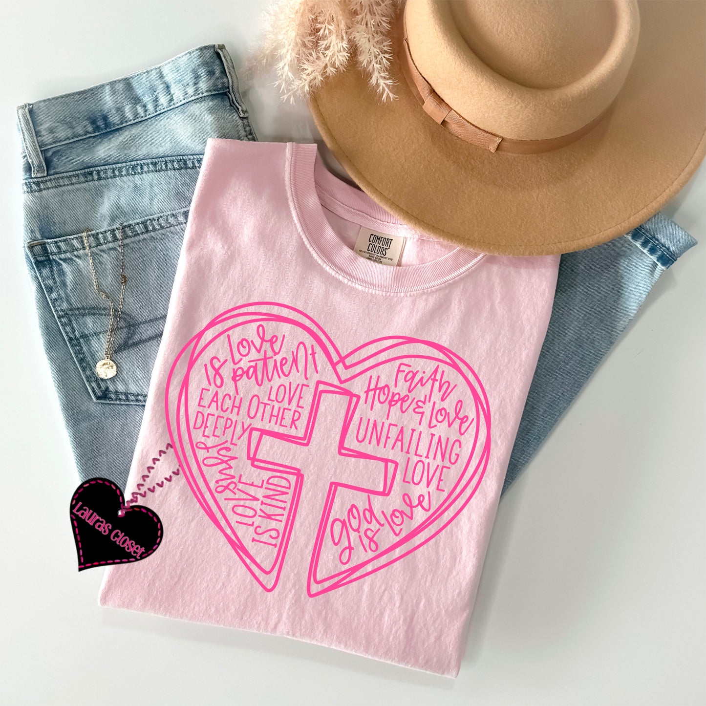 Cross and Heart- pink