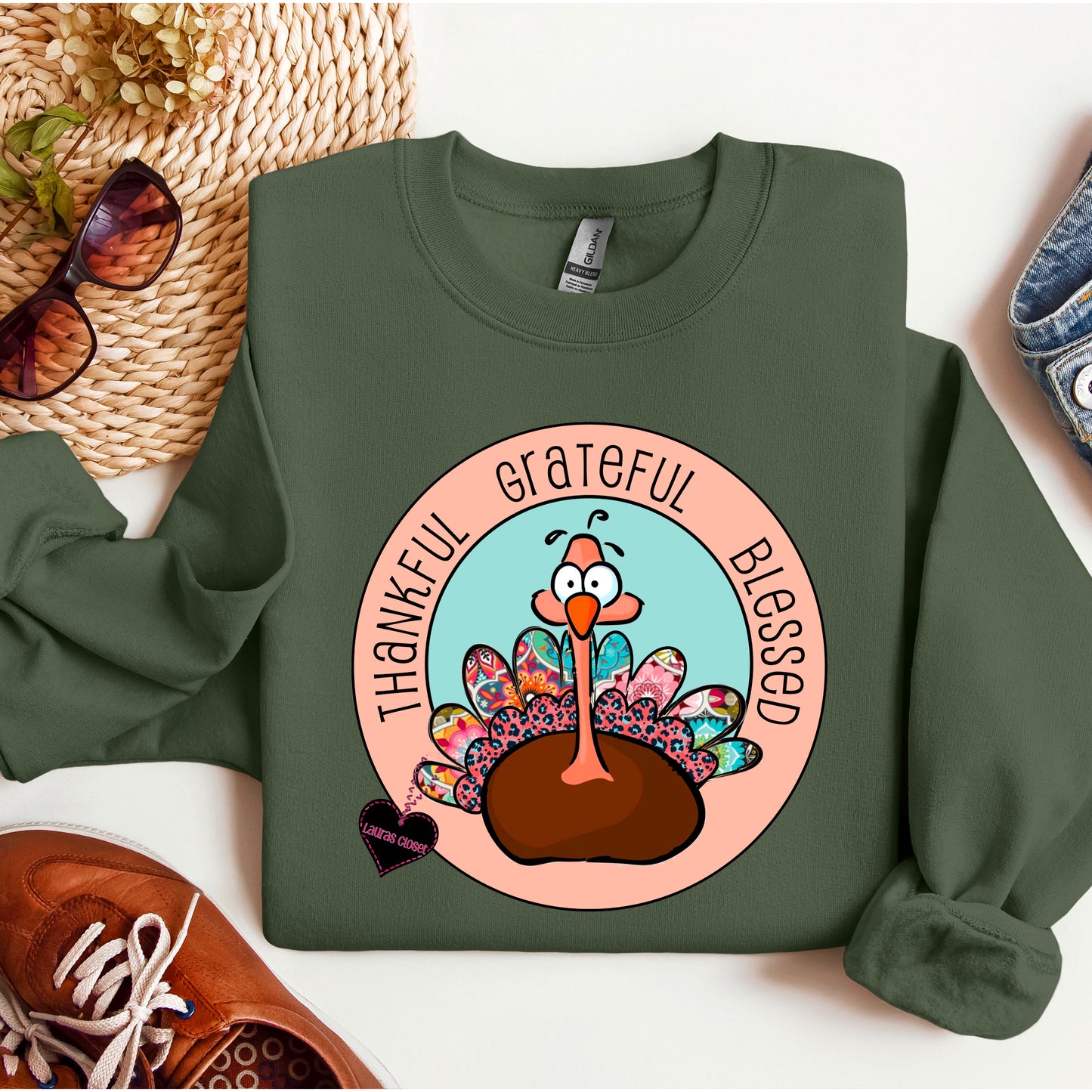 Thankful Grateful Blessed Turkey