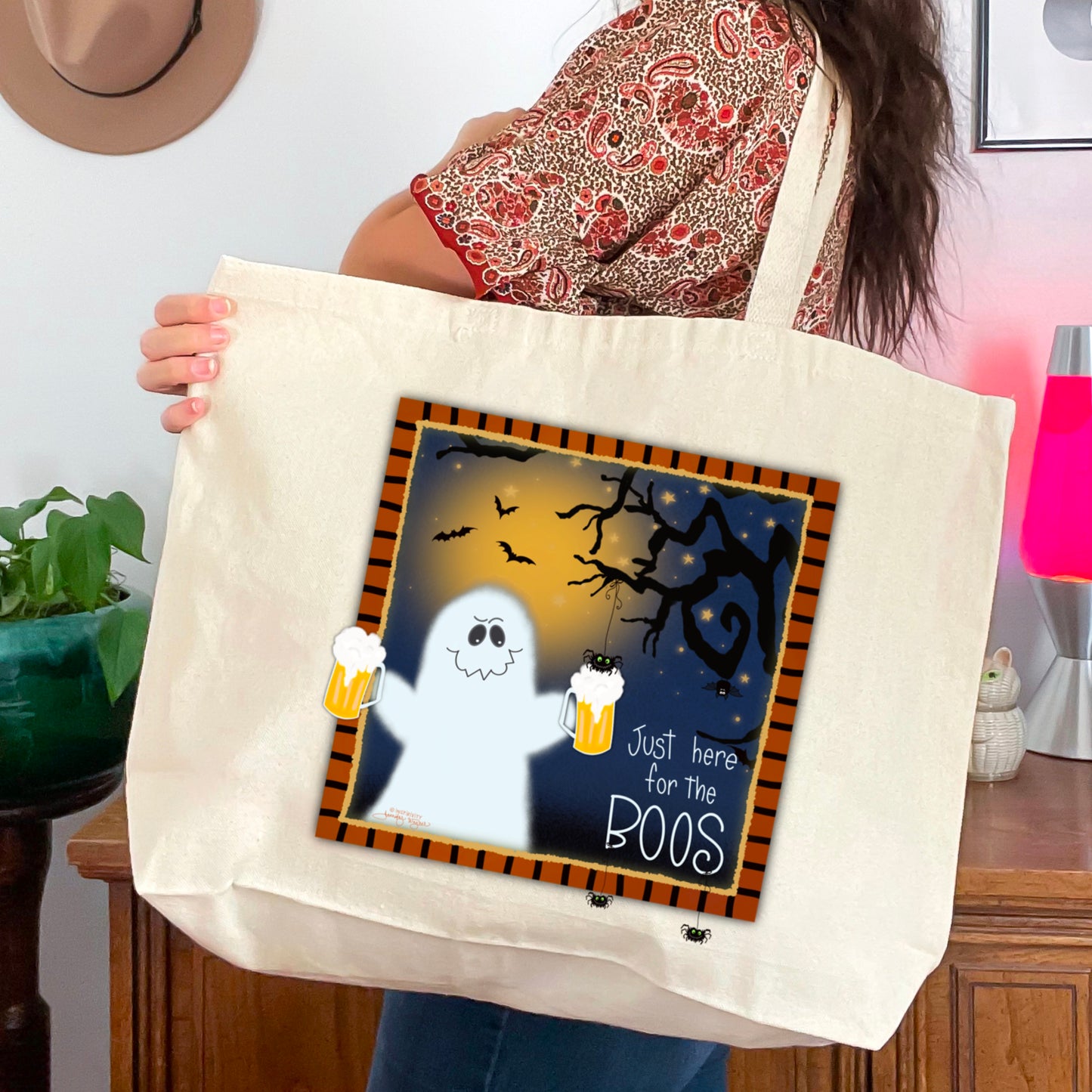 JUST HERE FOR THE BOOS TOTEBAG