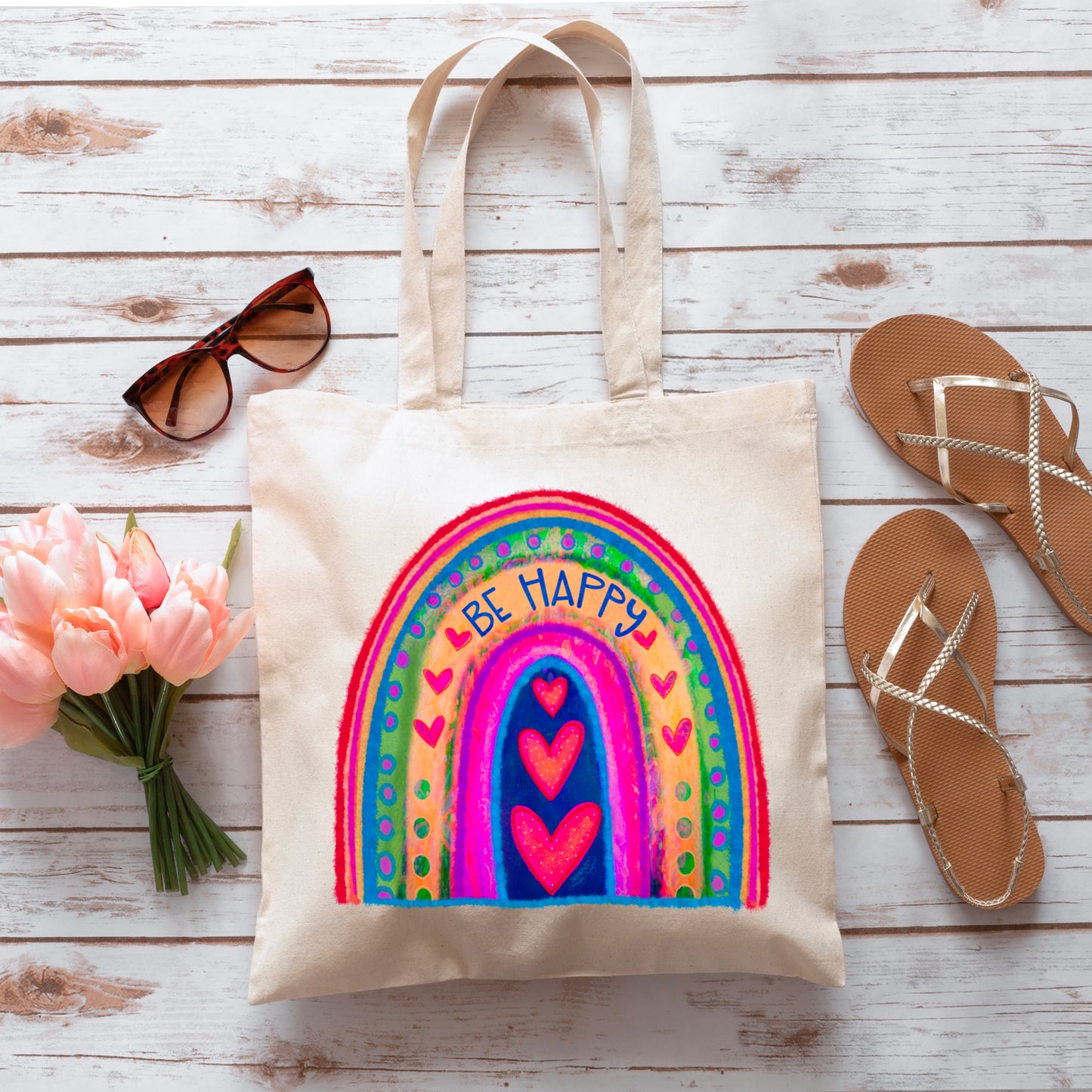 BE HAPPY TOTEBAG