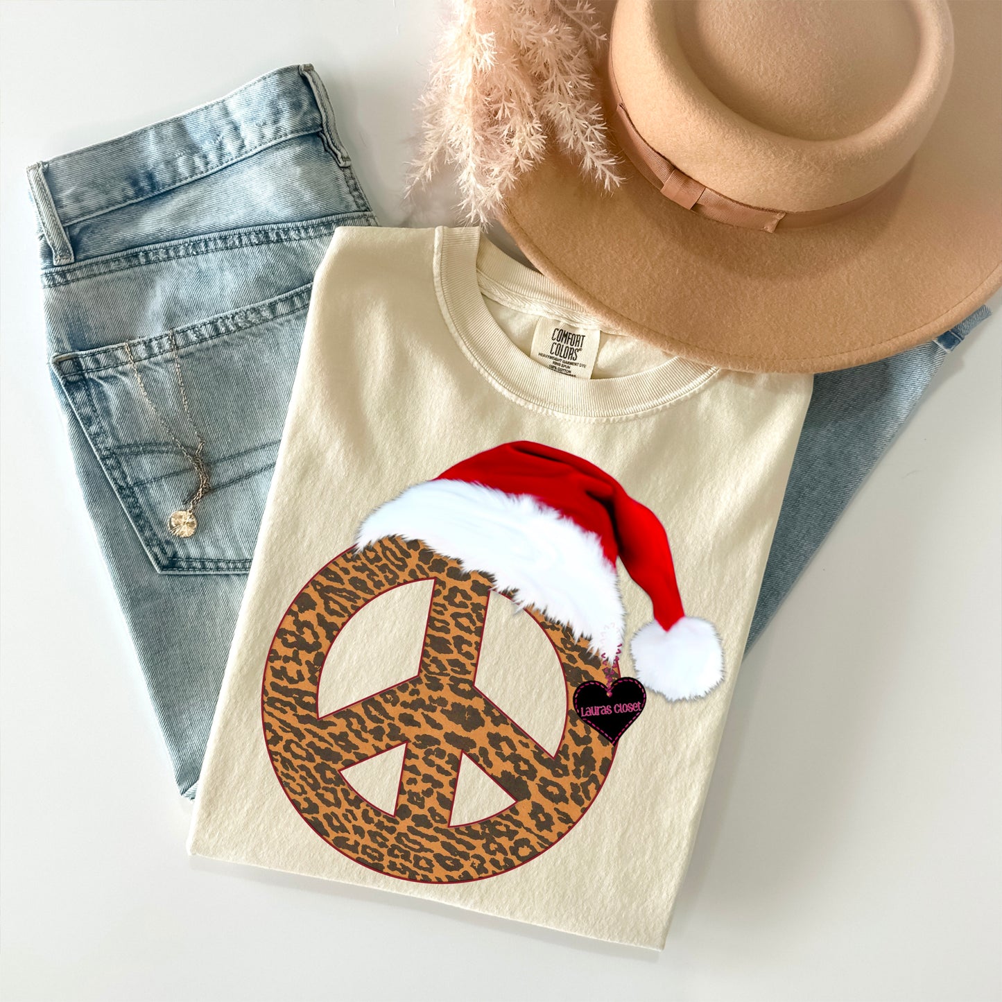 PEACE SIGN WITH SANTA HAT