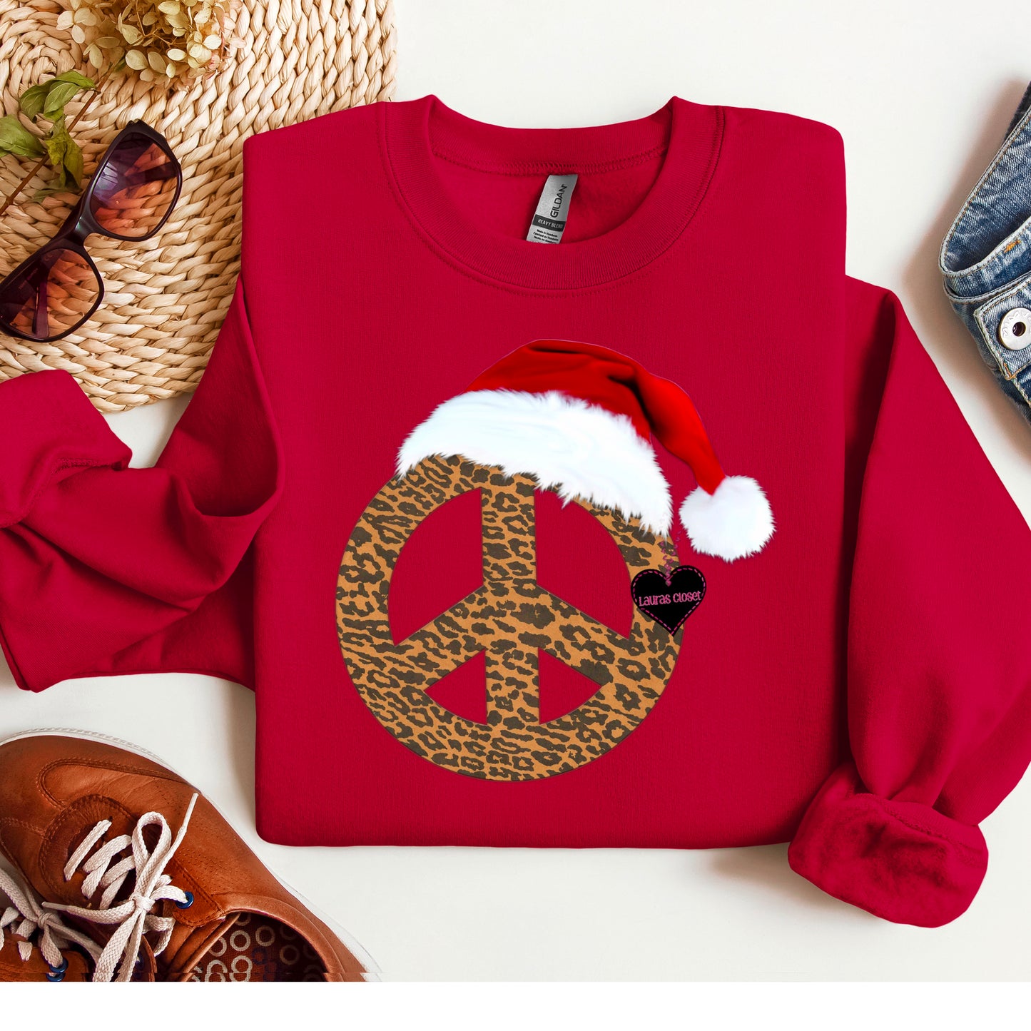PEACE SIGN WITH SANTA HAT