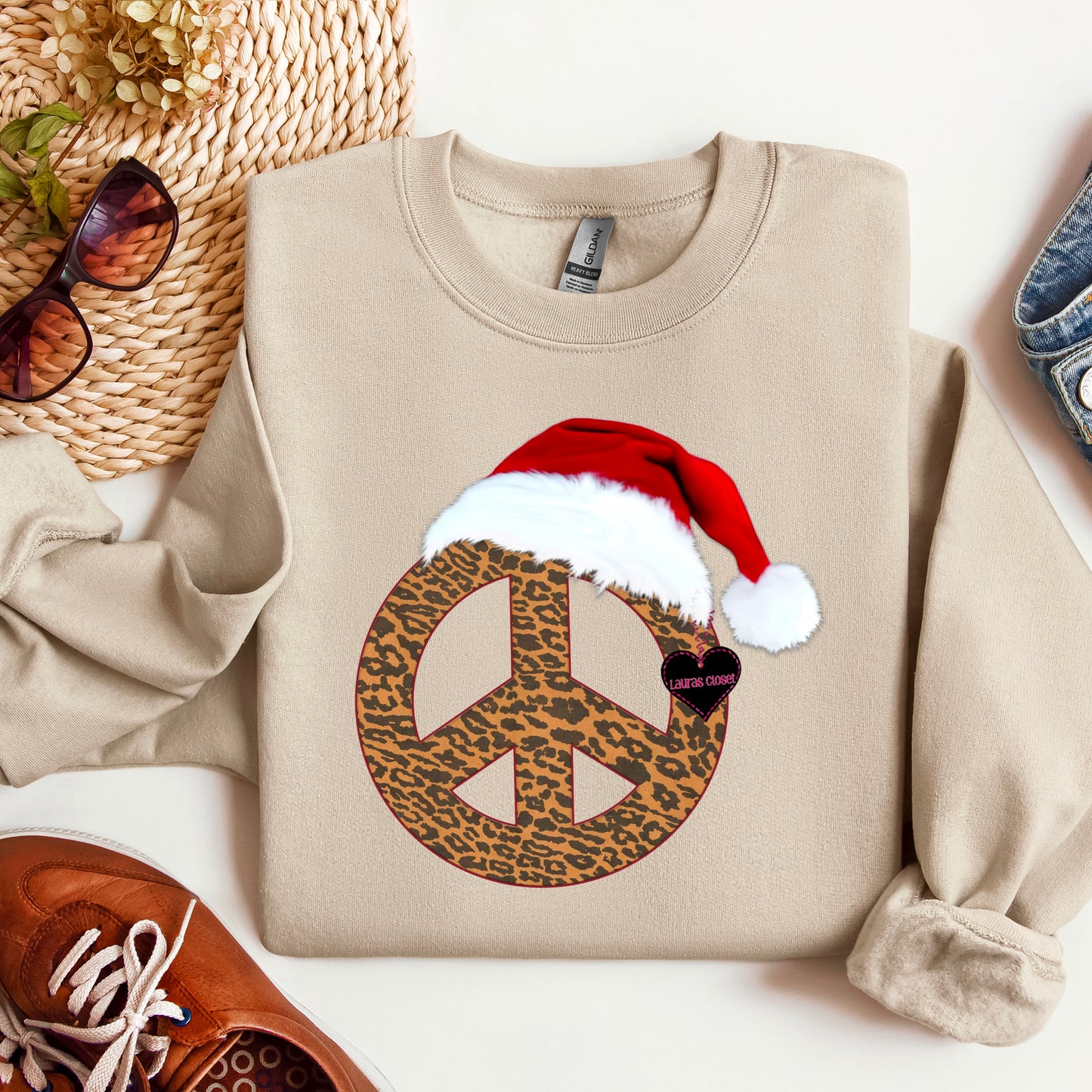 PEACE SIGN WITH SANTA HAT