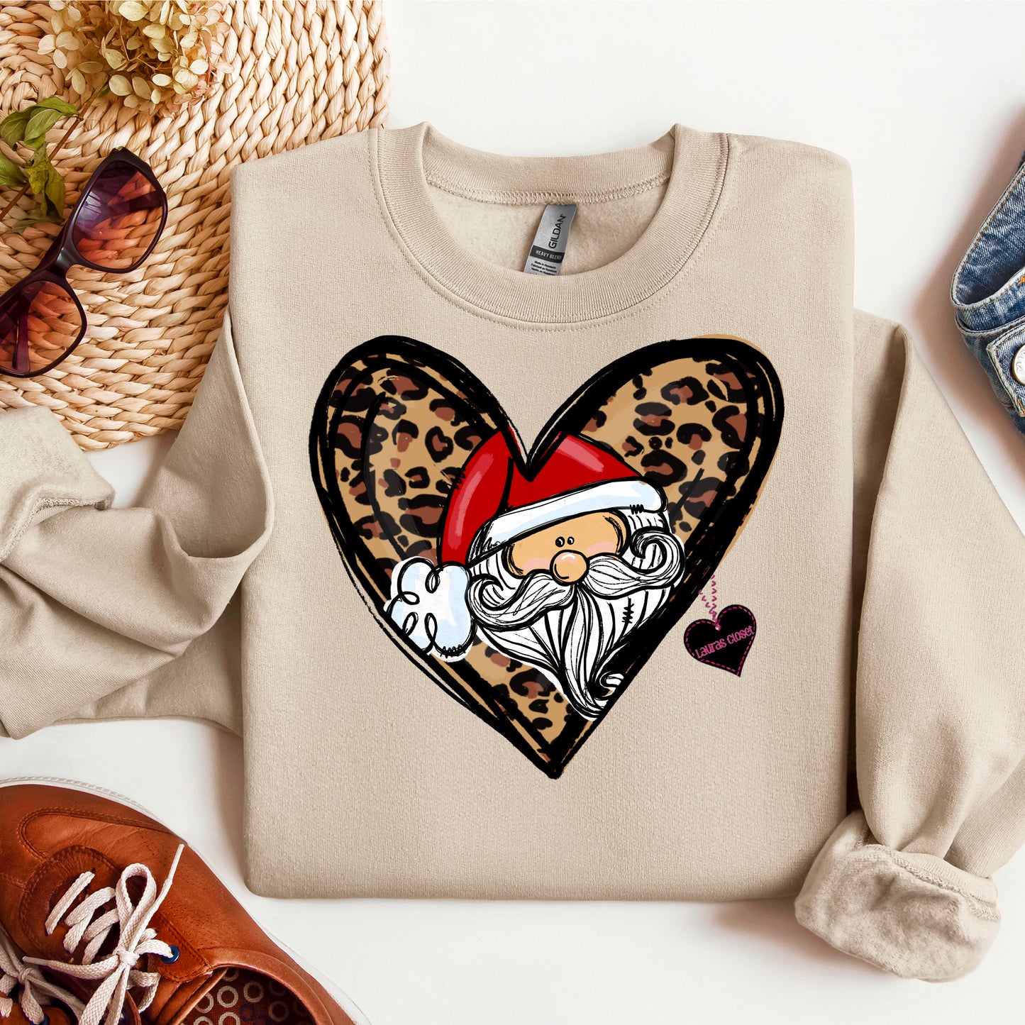 SANTA IN LEOPARD HEART