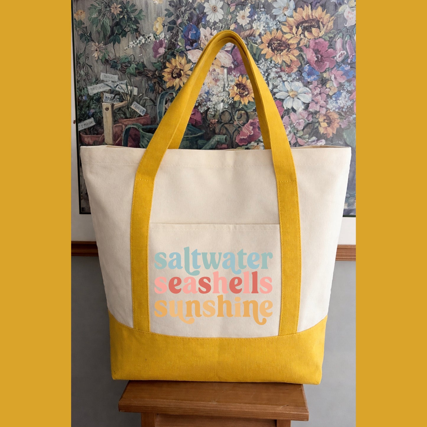 SALTWATER SEASHELLS SUNSHINE TOTEBAG
