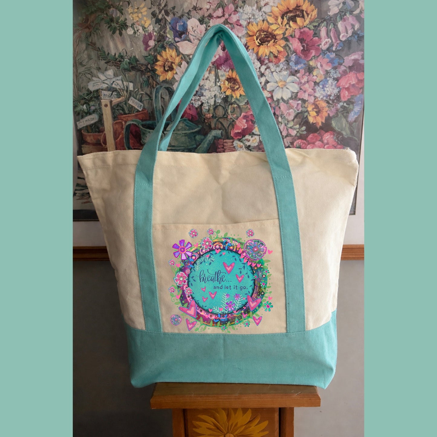 BREATHE AND LET IT GO TOTEBAG