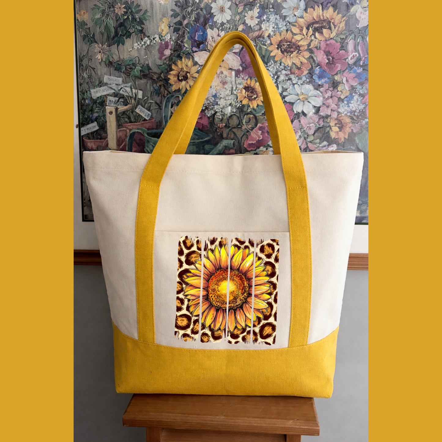 LEOPARD SUNFLOWER TOTEBAG