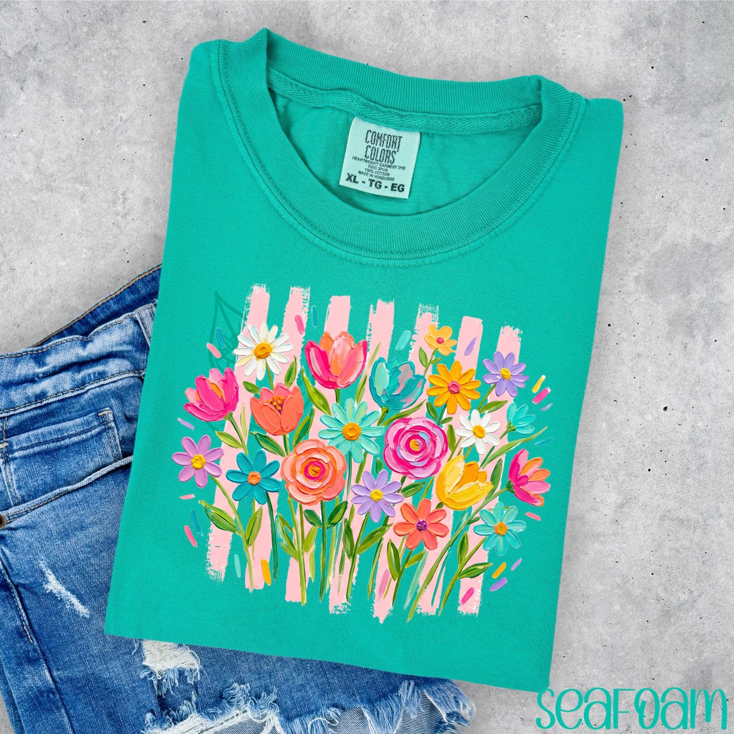 COLORFUL FLORAL- PINK STRIPE