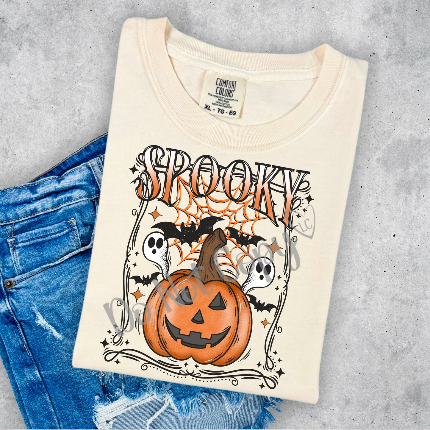Spooky with Pumpkins Ghosts and Bats