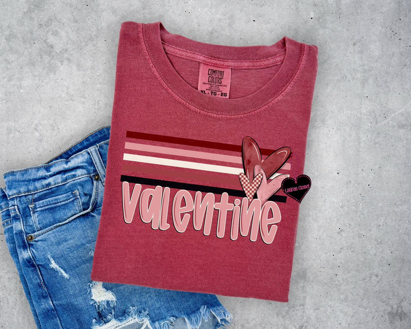 Retro Happy Valentines 3 hearts
