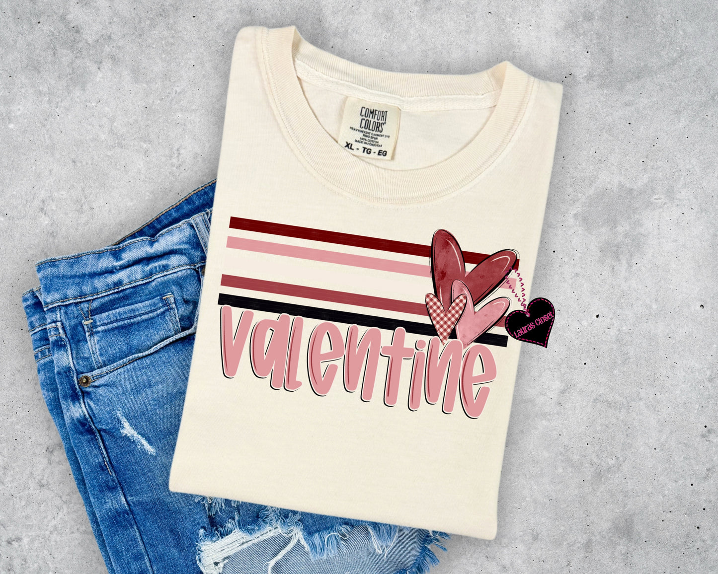 Retro Happy Valentines 3 hearts