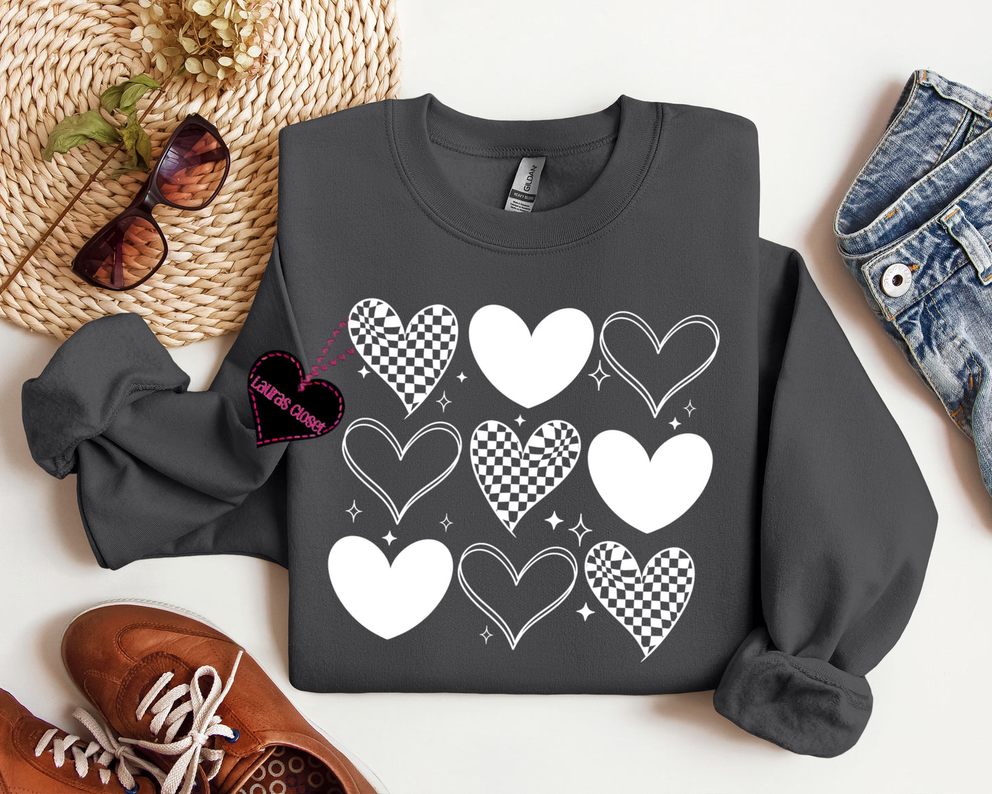 White Hearts Grid