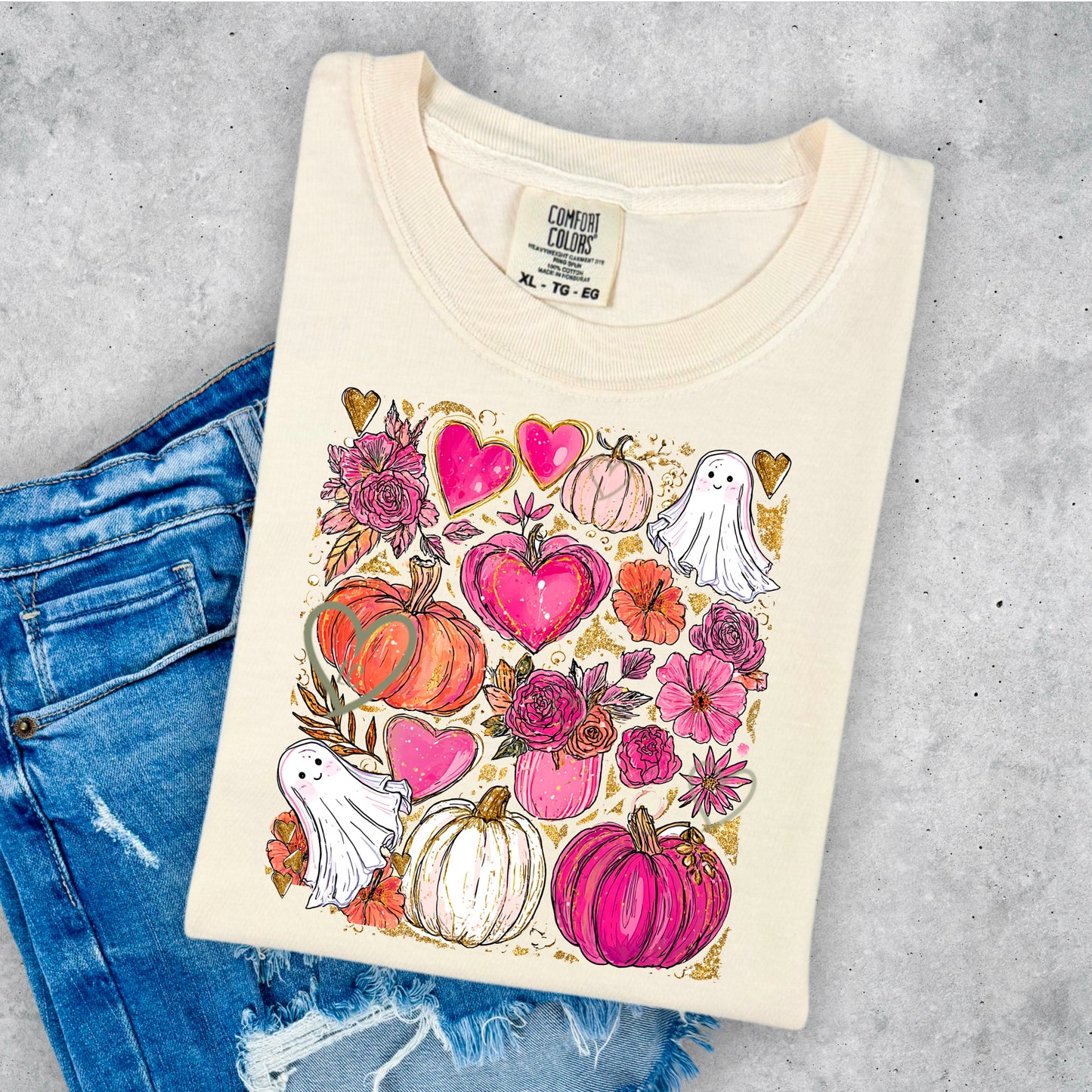 PINK GHOST AND PUMPKINS