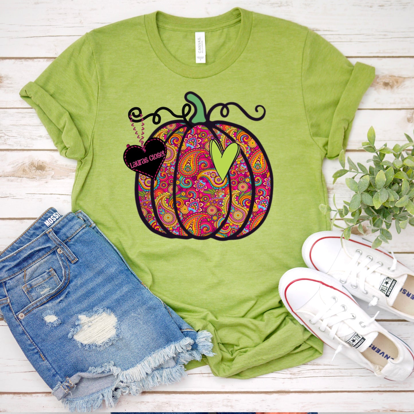 PUMPKIN- Paisley Green Heart