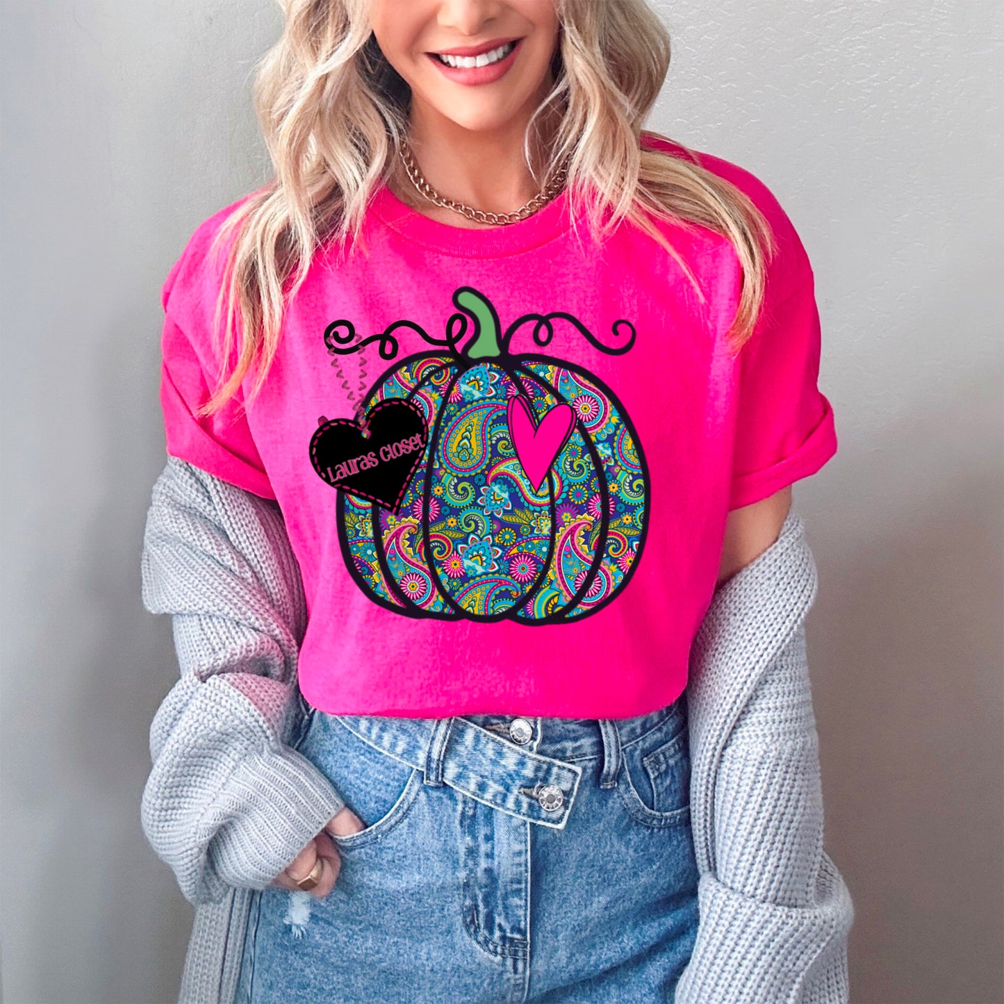 PUMPKIN- Paisley Pink Heart