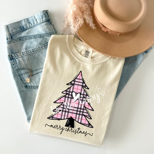 Pink Plaid Merry Christmas tree