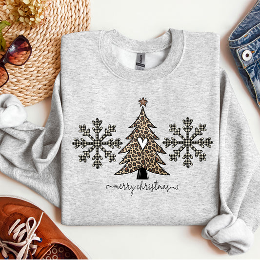 Merry Christmas -Leopard Tree/Buffalo Check Snowflake