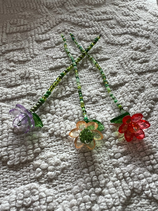 🌸 Handmade Beaded Flower Bookmarks 🌸