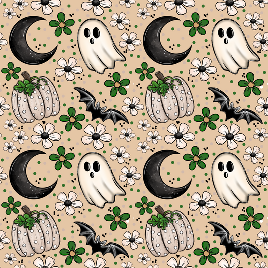 SEAMLESS GHOST, PUMPKINS AND BATS