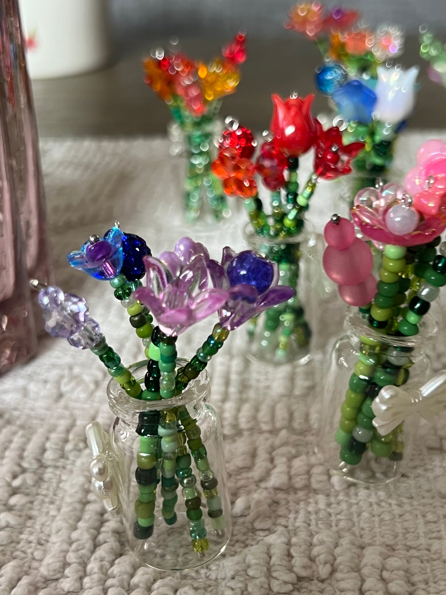 Mini Beaded Flower Vase 🌸
