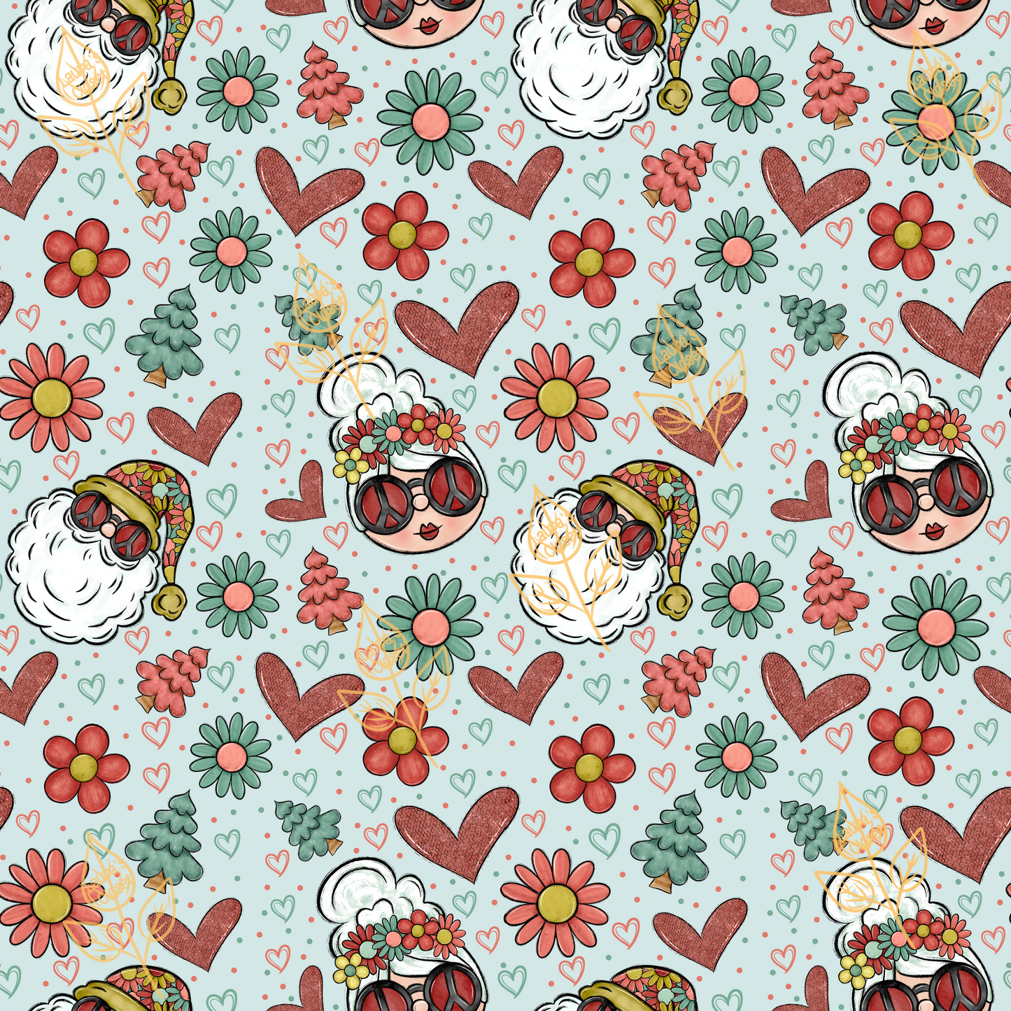 RETRO MR AND MRS SANTA-BLUE - DIGITAL DOWNLOAD