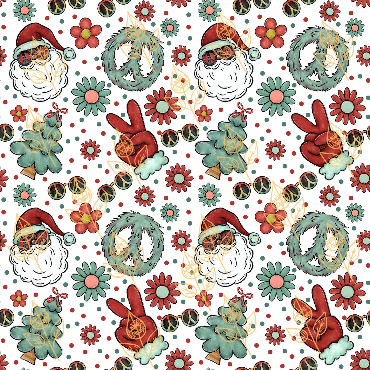 SANTA AND PEACE SIGNS- DIGITAL DOWNLOAD