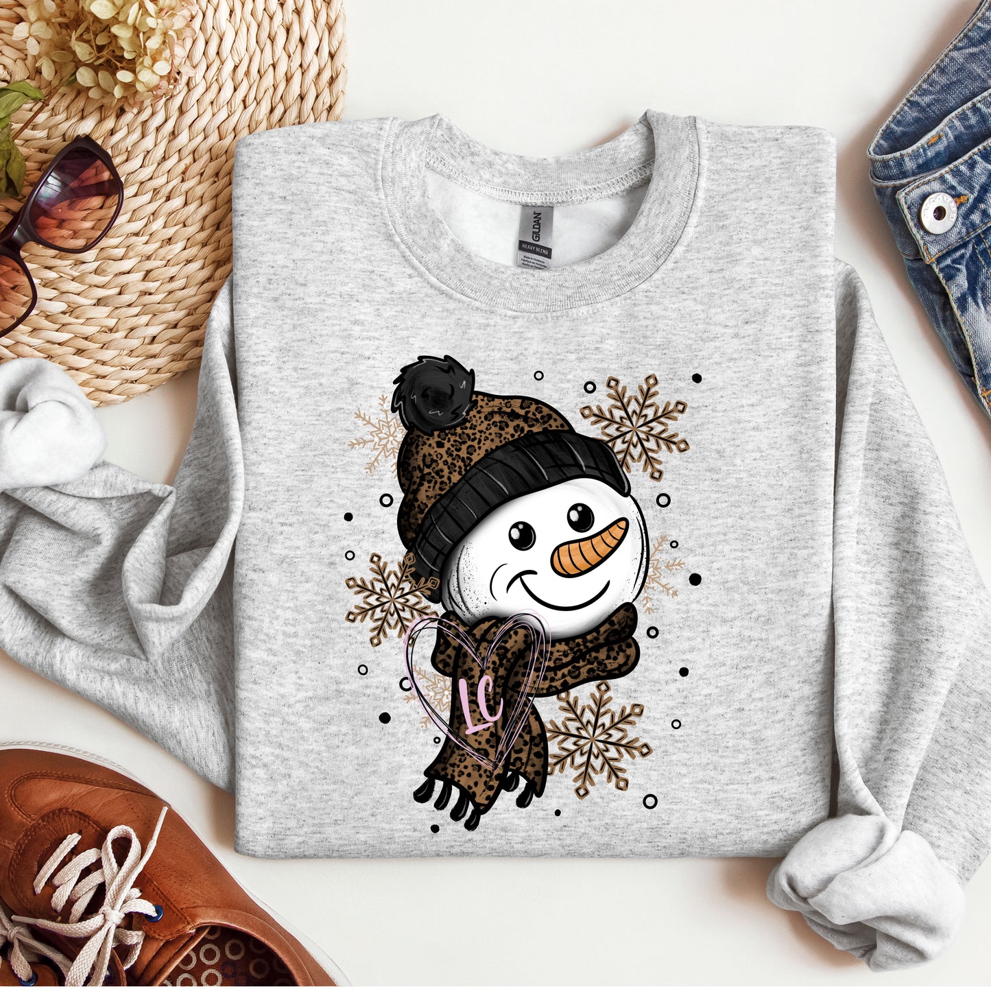 SNOWMAN LEOPARD HAT