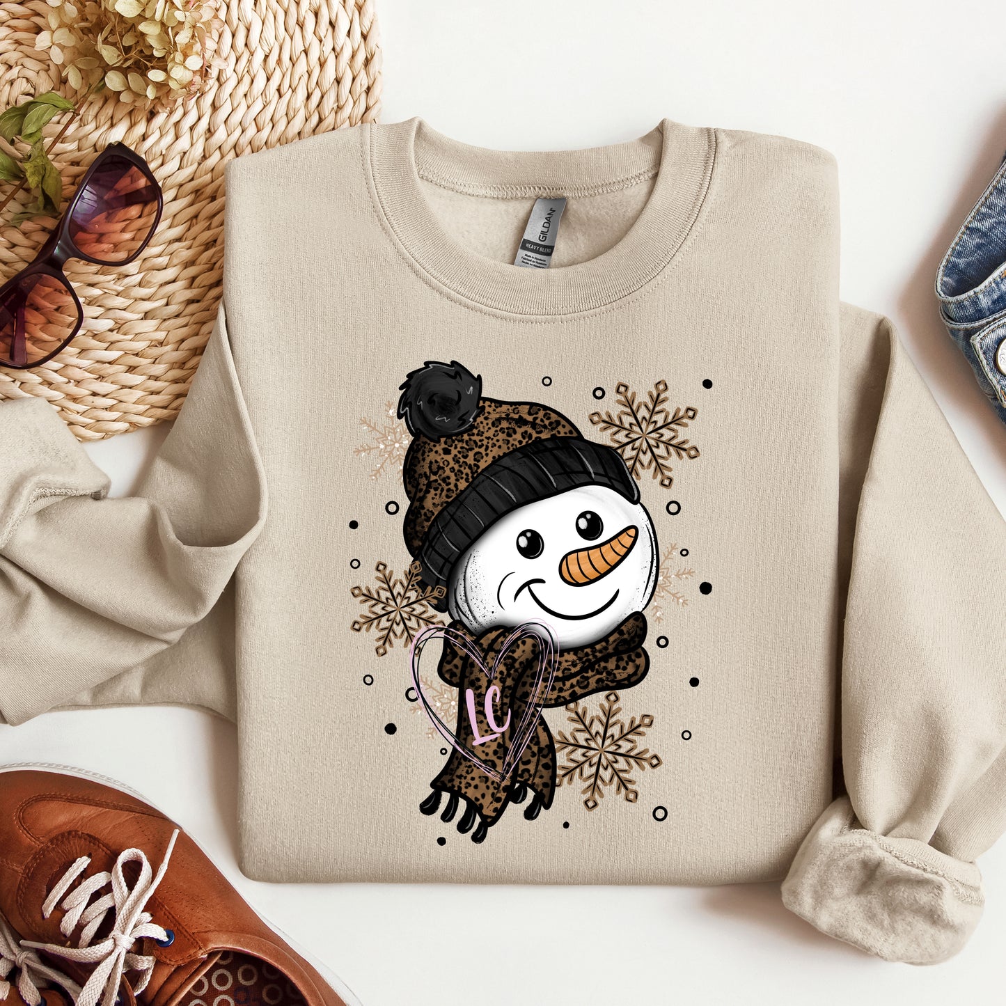 SNOWMAN LEOPARD HAT