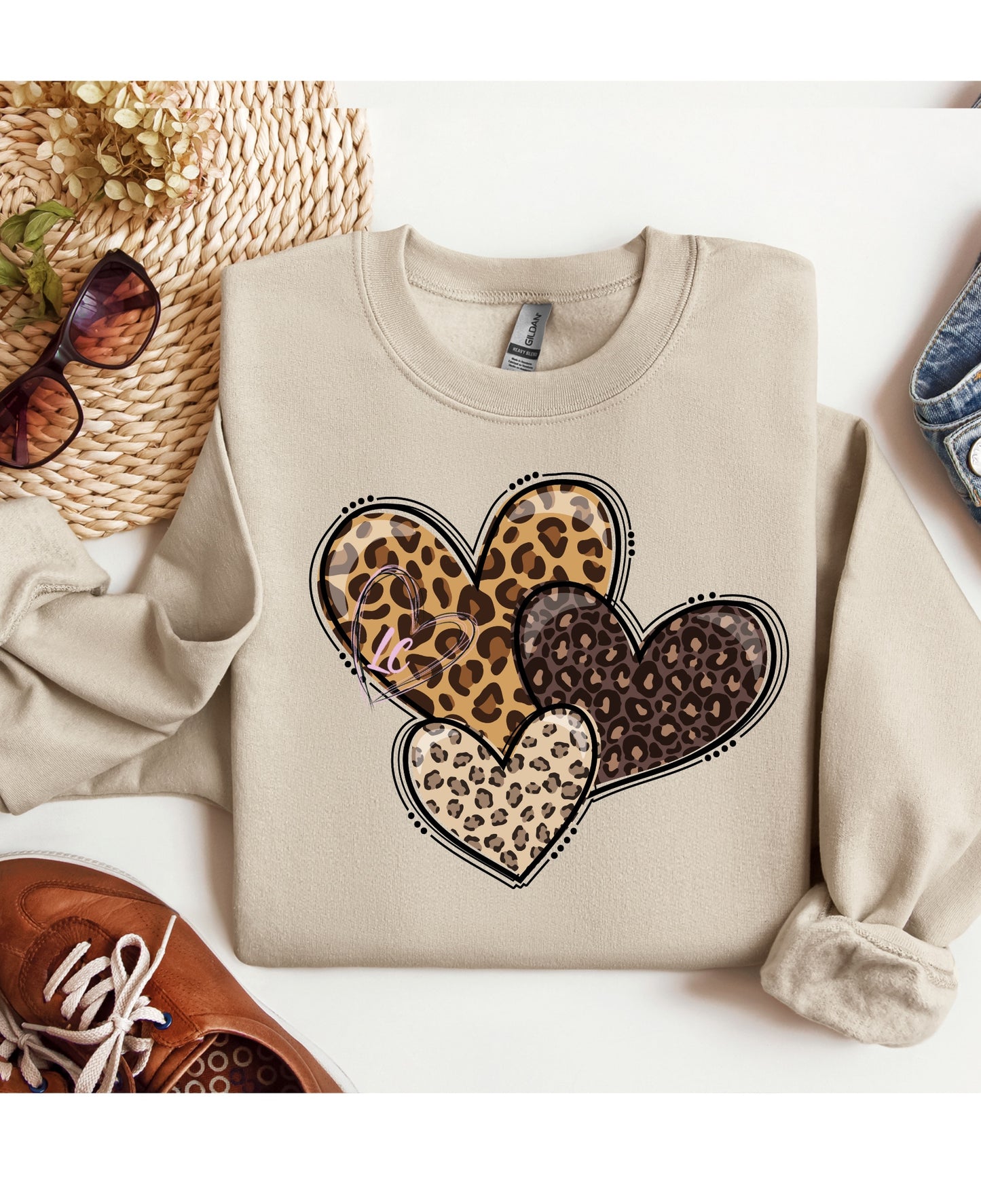 TRIO OF LEOPARD HEARTS