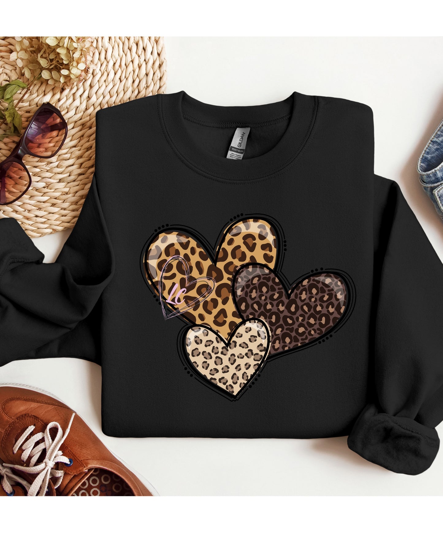TRIO OF LEOPARD HEARTS