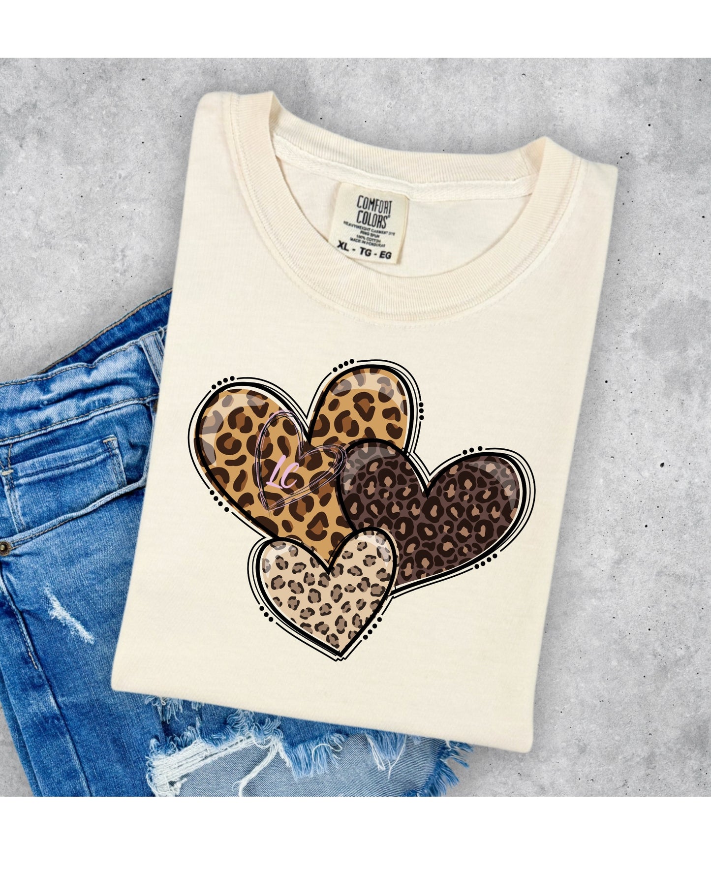TRIO OF LEOPARD HEARTS