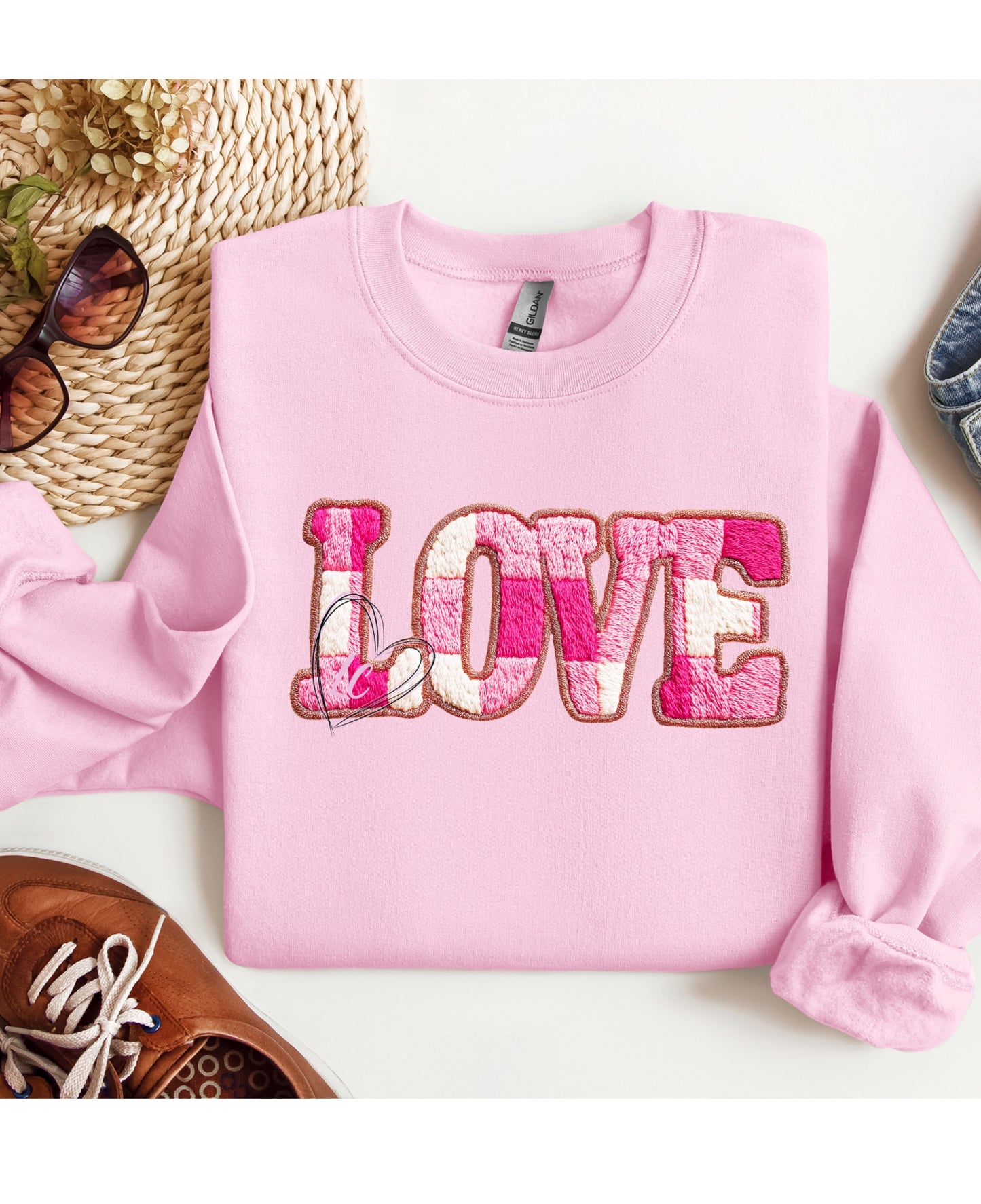 PINK CHECK LOVE- YARN LOOK