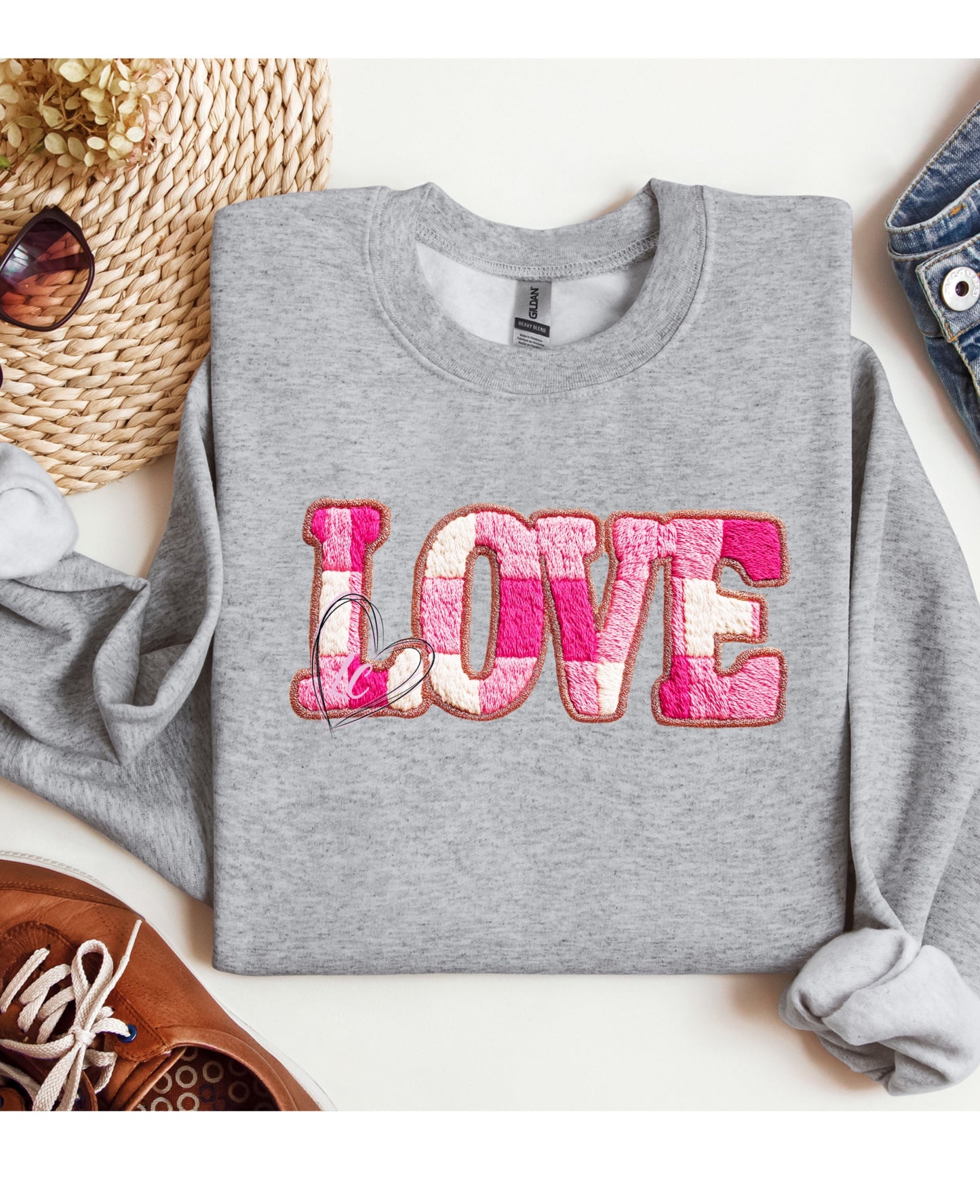 PINK CHECK LOVE- YARN LOOK