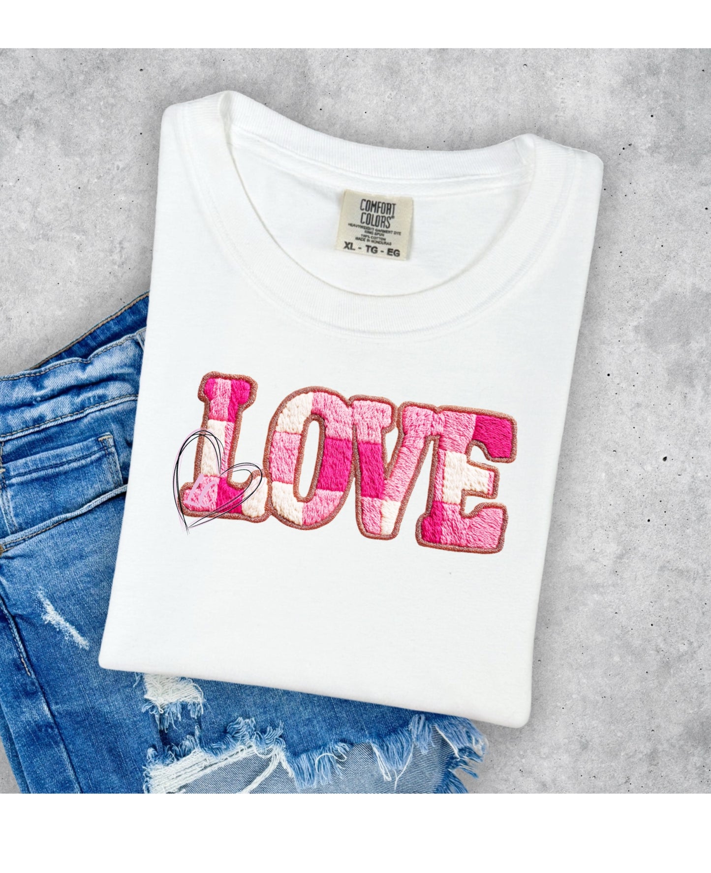 PINK CHECK LOVE- YARN LOOK