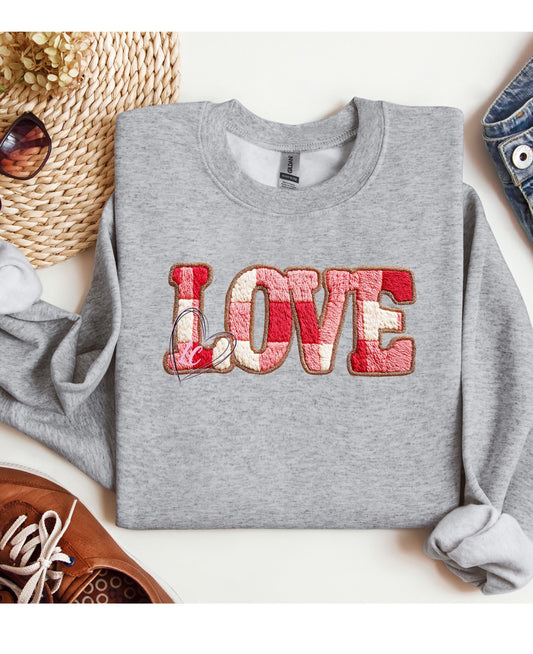 RED  CHECK LOVE- YARN LOOK