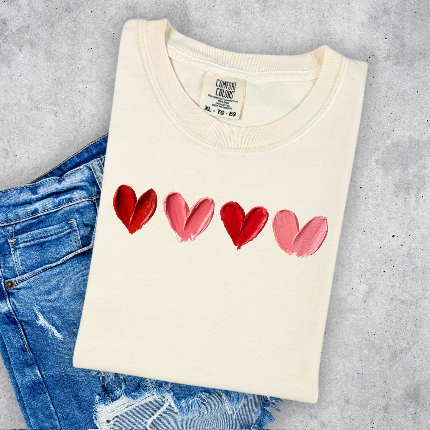 FAUX TEXTURED PAINTED HEARTS