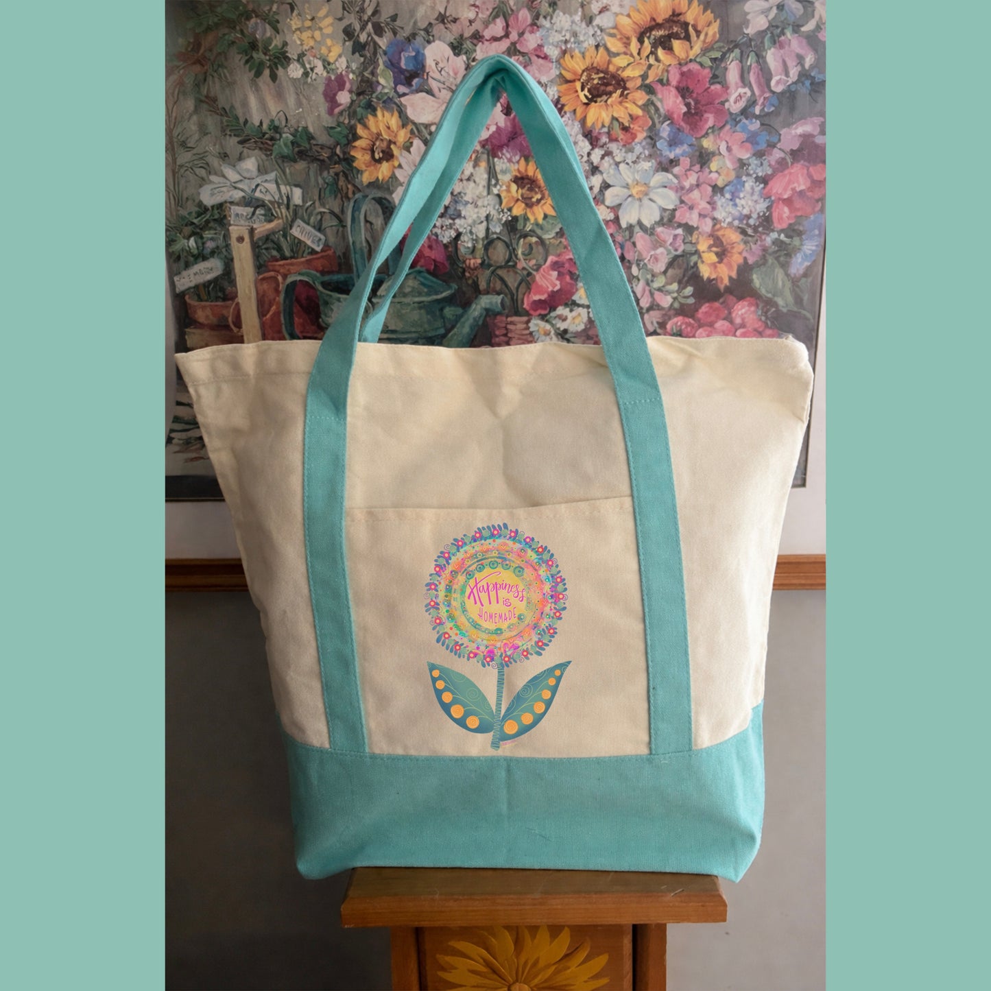 HAPPINESS IS HOMEMADE TOTEBAG