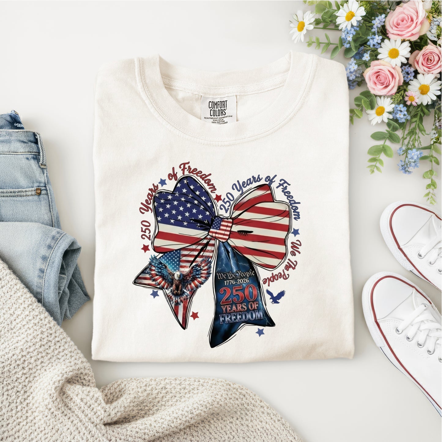 250 YEARS OF FREEDOM- BOW- AMERICAN FLAG